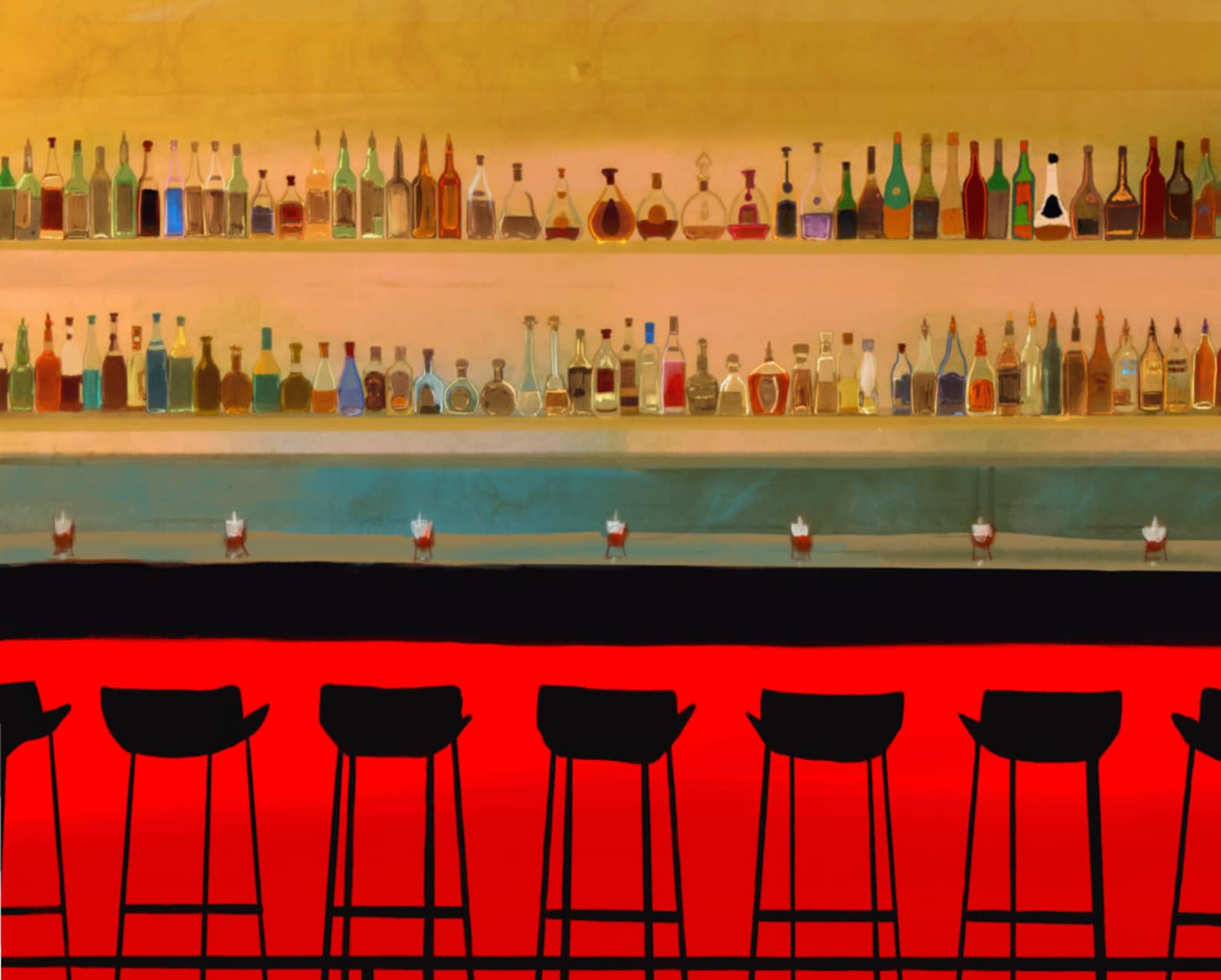 Cocktail Wall Art for Bar Area, Alcohol Bottle Print for Bar Cart