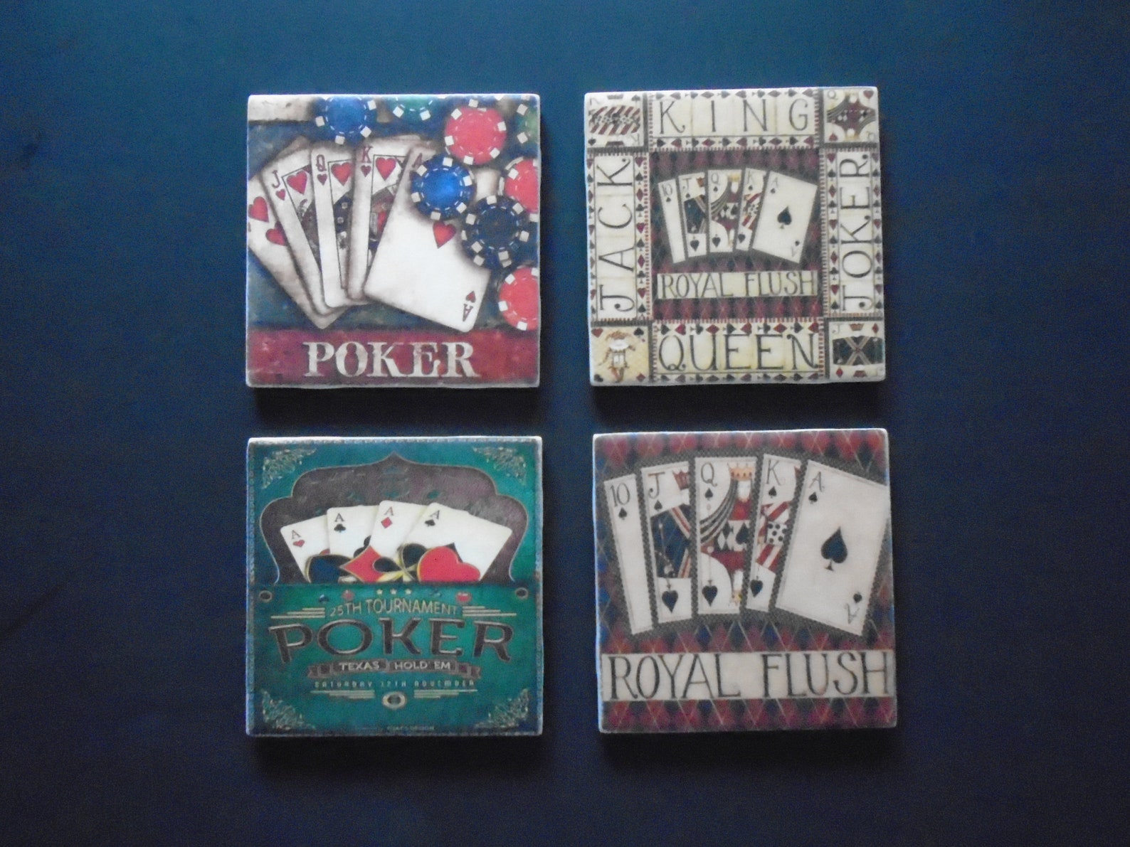 Poker Card CoastersTile Drink CoastersPoker HandsCeramic Etsy