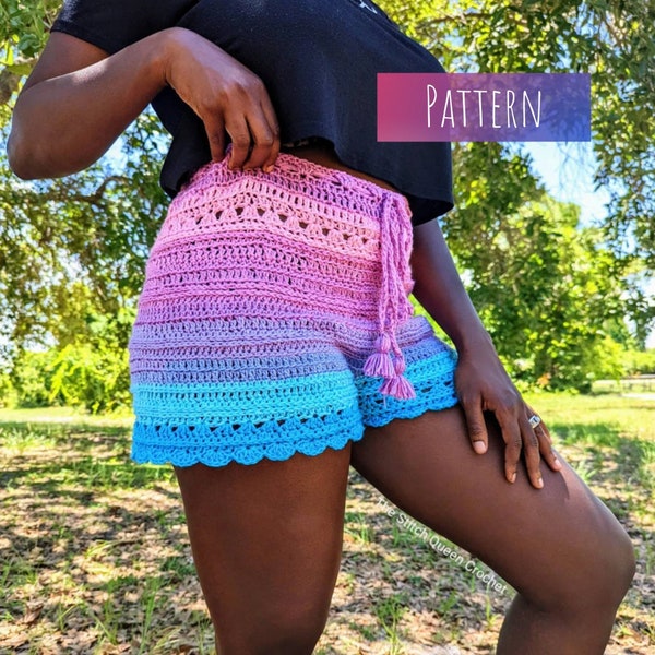 CROCHET PATTERN - High Waisted Boho Shorts for Women