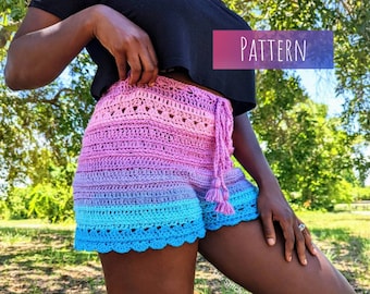 CROCHET PATTERN - High Waisted Boho Shorts for Women