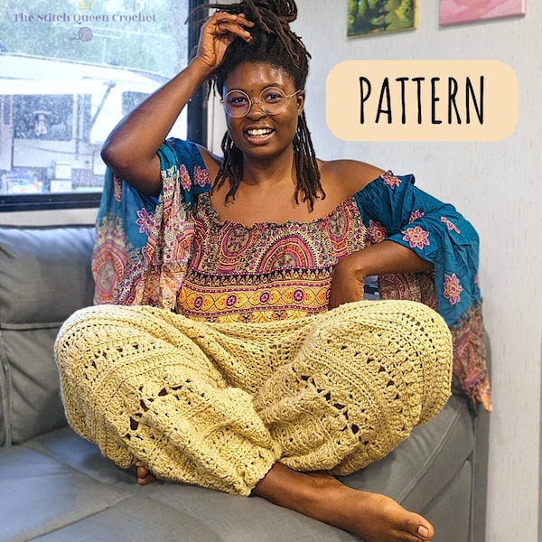 CROCHET PATTERN - Andrena Harem Pants - Size Inclusive - Boho + Hippie