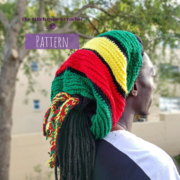 MOTIF AU CROCHET - Chapeau tube rasta dreadlocks