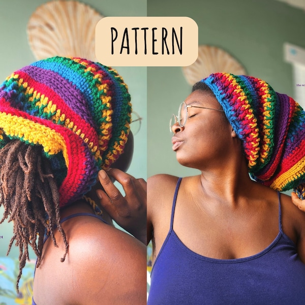 CROCHET PATTERN - Alpine Forest Dread Tube Hat - Rasta Loc Beanie