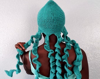 CROCHET PATTERN - Squid Octopus Hat with Tentacles - Novelty Hat