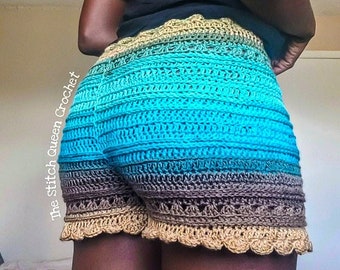 Medium Crochet Shorts for Women - Ready To Ship - Stripped Booty Shorts