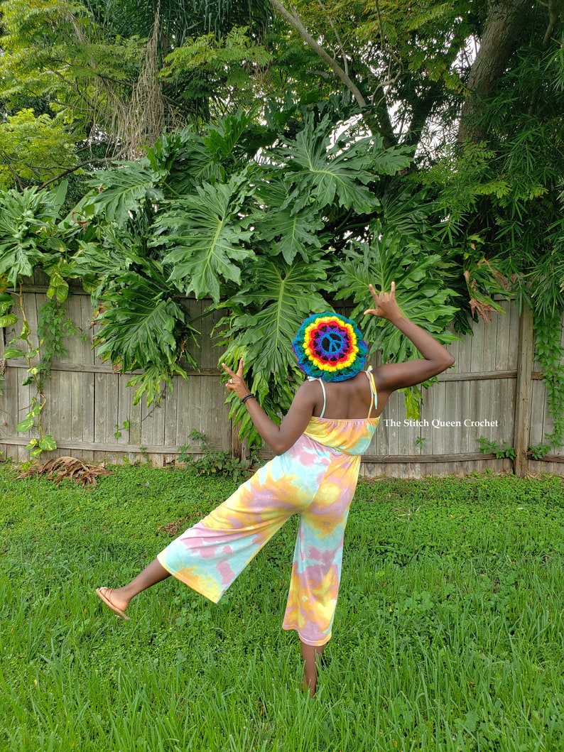 Rainbow Rasta Crochet Dreadlock Beret Slouchy Tam Hat Hippie Etsy