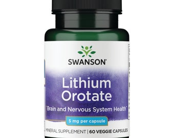 Orotate de lithium Swanson 5 mg 60 gélules Humeur Sommeil et fonction cérébrale Oligo-éléments