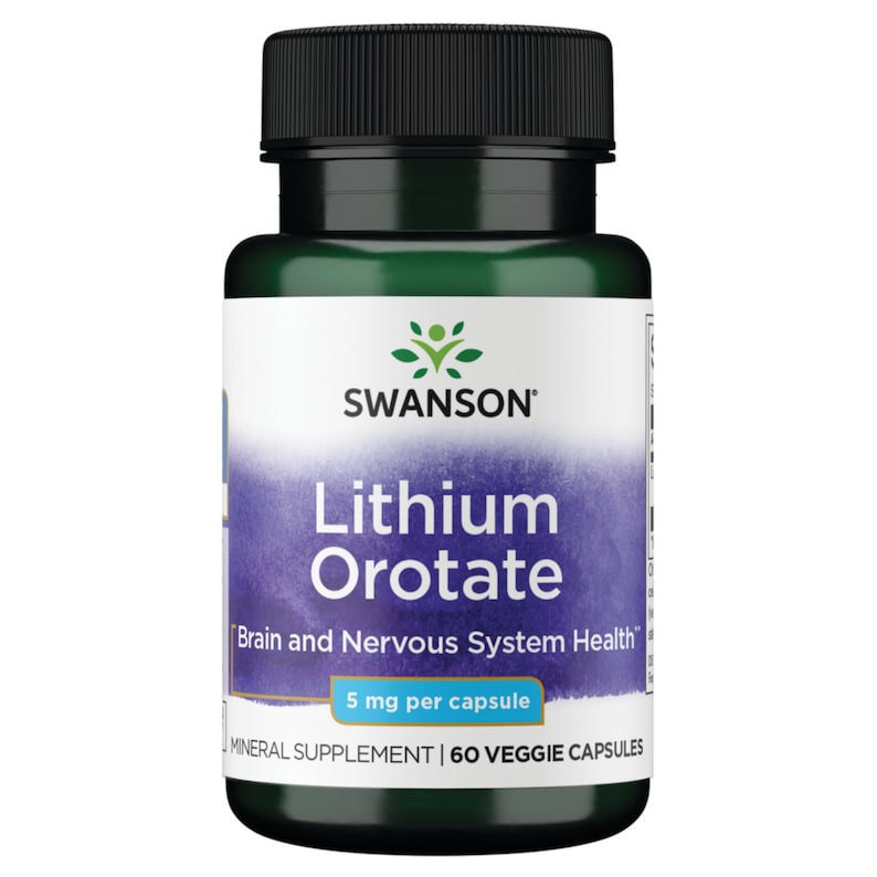 Swanson Litio Orotato 5 mg 60 capsule Umore Sonno e funzione cerebrale Tracce minerali immagine 1