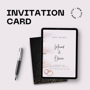 Carte de mariage fleurs minimalistes blanches taille standard (5 x 7) papier cartonné ou papier