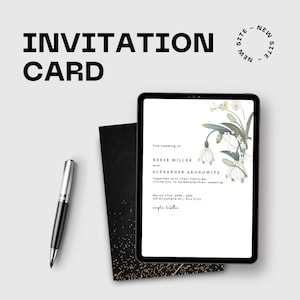 Carte d'invitation de mariage floral minimaliste blanche taille standard (5 x 7) papier cartonné ou papier