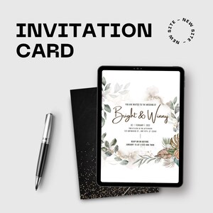 Carte d'invitation à la cérémonie de mariage Simple aquarelle taille standard (5 x 7) pouces papier cartonné ou papier