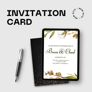 Carte d'invitation à la réception de la cérémonie de mariage Aquarelle simple taille standard (5 x 7) pouces papier cartonné ou papier