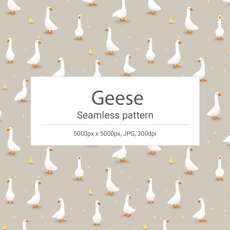 Goose Endless Pattern Geese Seamless Pattern INSTANT DOWNLOAD Background - Etsy