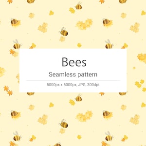 Bees seamless pattern INSTANT DOWNLOAD background