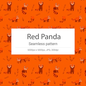 Red Panda seamless pattern INSTANT DOWNLOAD background