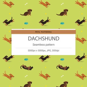 Dachshunds seamless pattern INSTANT DOWNLOAD background pets patterns