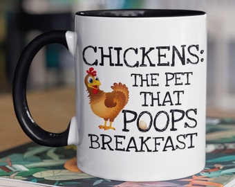 Chickens The Pet That Poops Breakfast Coffee Mug, Chicken Gifts For Women, Funny Chicken Saying, Chicken Gifts for Men