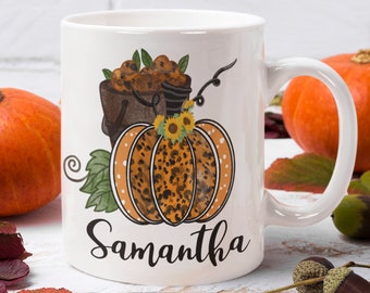 Personalized Fall Mug, Fall Mugs Ceramic, Personalized Fall Cups, Pumpkin Mug, Pumpkin Mug With Name, Cute Fall Mugs, Custom Fall Mug