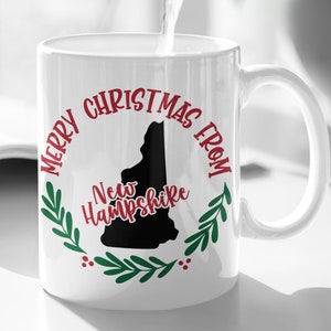 Merry Christmas from New Hampshire Coffee Mug, New Hampshire Christmas