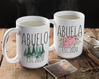 Abuelo and Abula Mug Set, Pregnancy Announcement for Grandparents, Abuelo and Abuela, Abuelo Abuela Est 2021 Coffee Mugs Gift