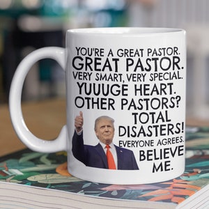 Pastor Trump Coffee Mug, Trump Mugs, Pastor Appreciation Gift, New Pastor Gift, Christmas Gift for Pastor, Trump 2025 Gifts