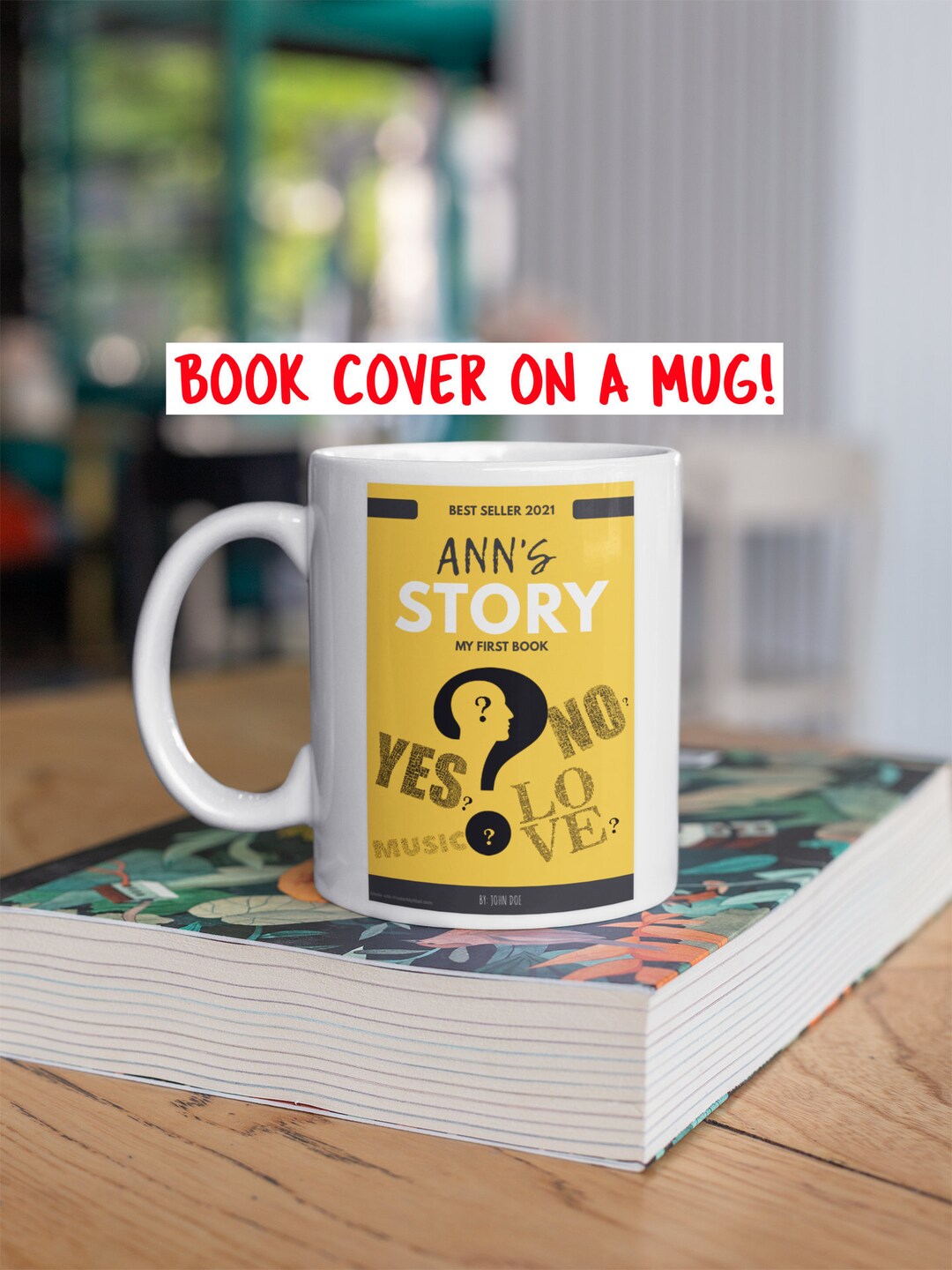 Book Cover on Mug, Book Cover Gift, Personalized Author Coffee Mug