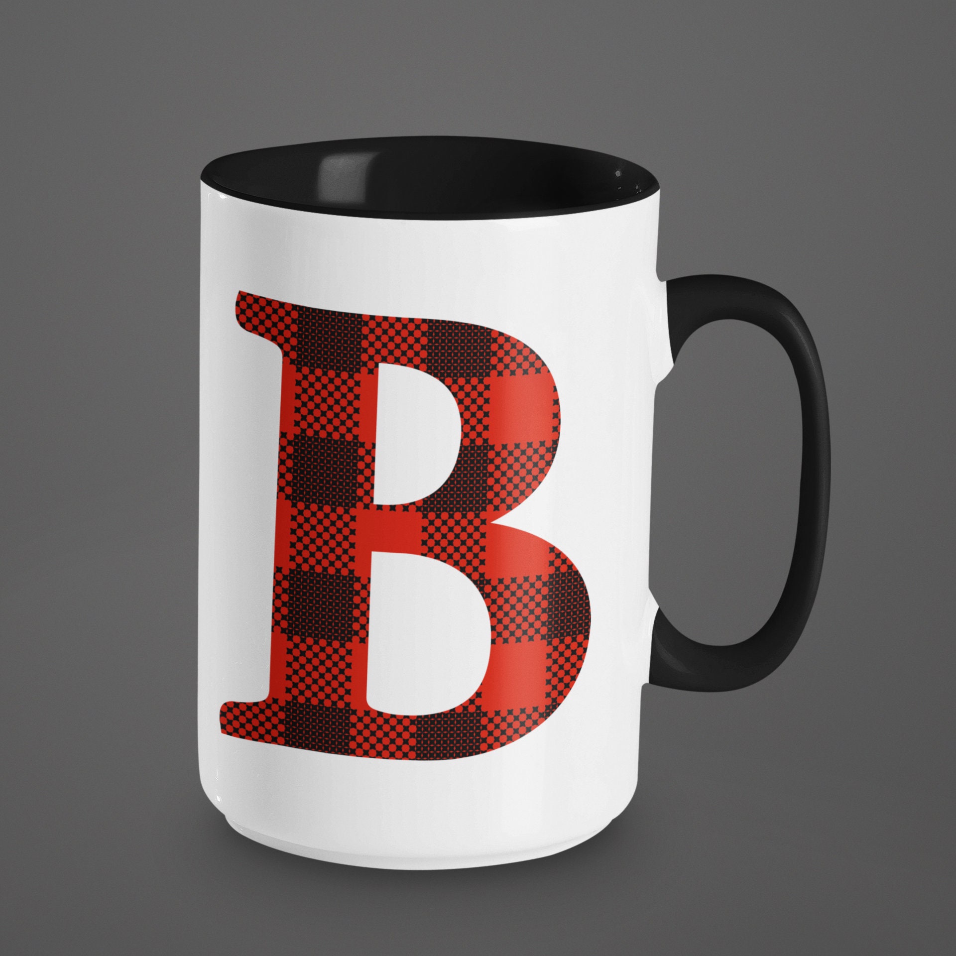 Buffalo Plaid Initial Coffee Mug, Initial Mug, Mug for Mom, Personalized Mug,  Personalized Gift, Gift for Her 