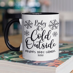 Christmas Baby Shower Theme, Diaper Raffle Gift, Personalized Baby Shower Gift, Baby Shower Coffee Mug, Winter Baby Shower Girl Boy Gender
