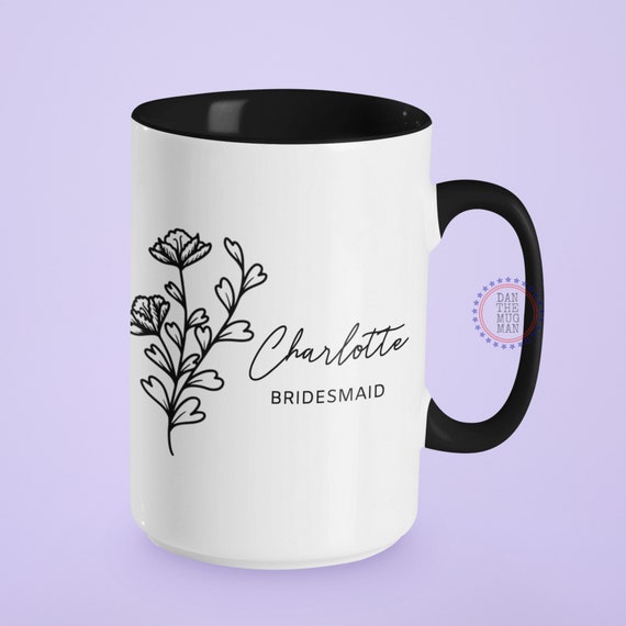 Personalisiert Brautjungfer Tasse – Mit Namen, Für Trauzeugin & Braut, 0,3 Liter, Spülmaschinenfest