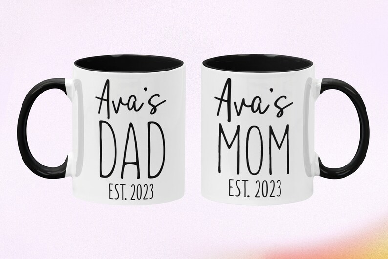 New Mom and Dad Mug Set Custom Personalized With Baby's Etsy