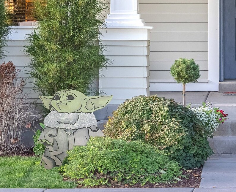 Baby Yoda Wood Yard Sign YodaYard Decor Star Wars Hand Made Etsy