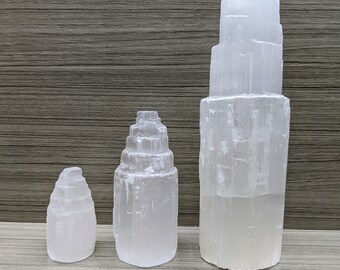 7 oz Great gift 1.5 lbs White Mini Selenite Crystal Tower 4 Selenite Tower or 6 Selenite Tower