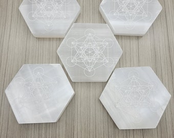 Lot of engraved selenite plaques