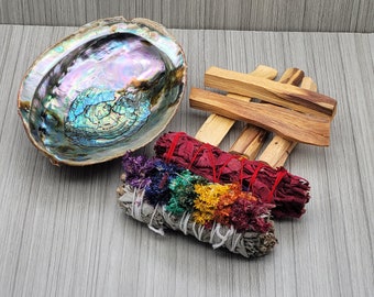 Sage palo santo abalone set