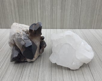 Quartz and smoky quartz duo