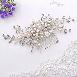 Freshwater Pearl Flower Hair Comb, Pearl Crystal Hair Comb Wedding, Pearl Bridal  Headpiece, Swarovski Hair Piece, Pearl Bridal Hair Clip