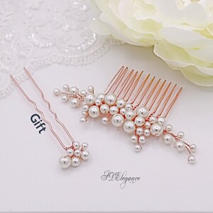 Pearl Bridal Hair Accessories, Pearl Bridal Headpiece, Rose Gold Wedding Hair Comb, Gold Hair Comb, Silver Hair Comb, Veil Decoration