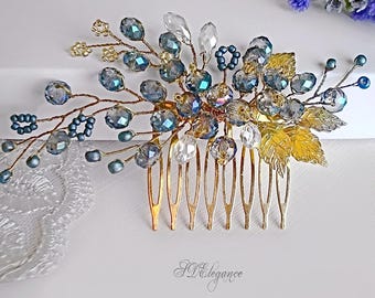 Turquoise Crystal Hair Comb, Bridal Hair Comb, Turquoise Bridesmaid Hair Comb, Hair Piece Prom, Mother of the Bride, Mothers Day Presents