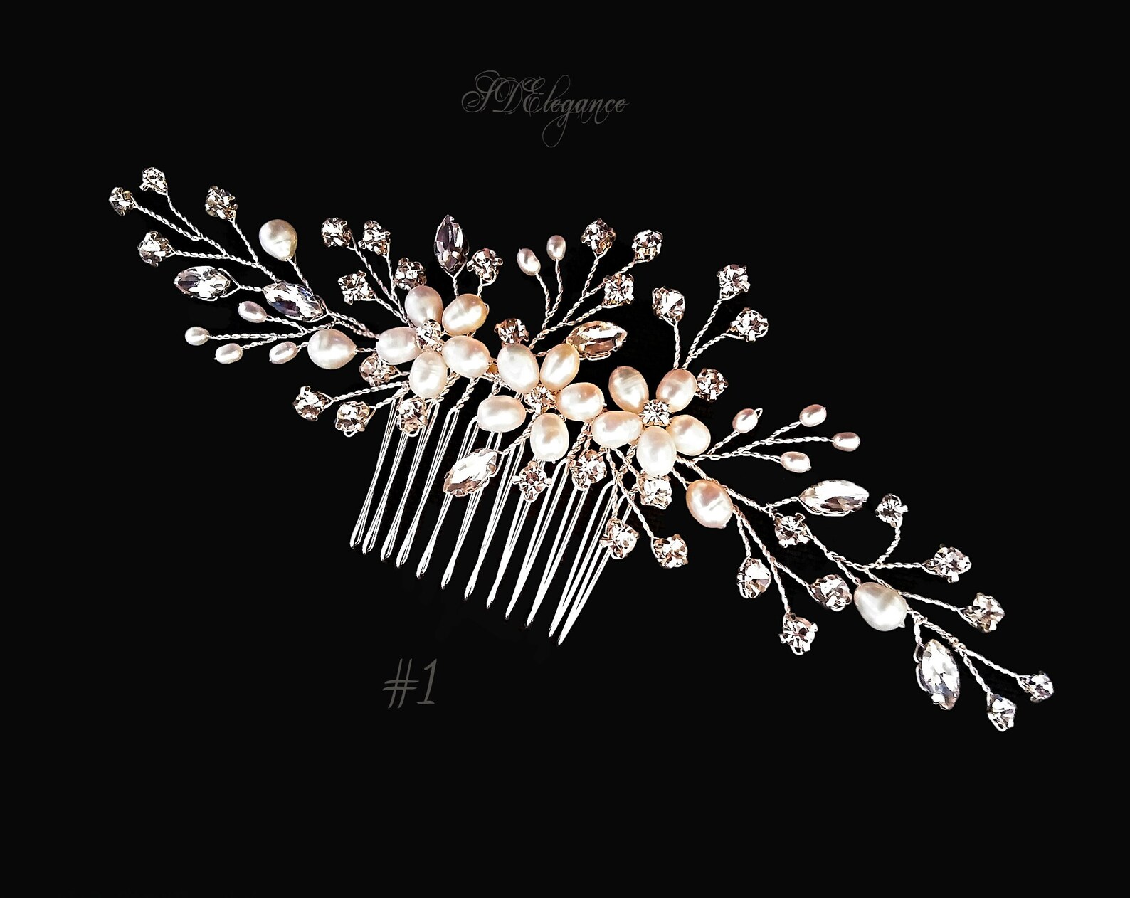 Freshwater Pearl Hair Comb Pearl Crystal Hair Comb Floral Etsy