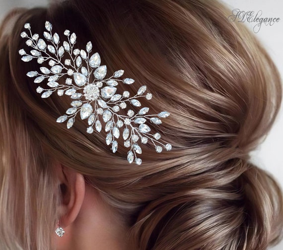 Braut-Kopfschmuck Mit Blauen Saphir-Strass – Elegant, Ca. 38 Cm, Für Hochzeit & Ball