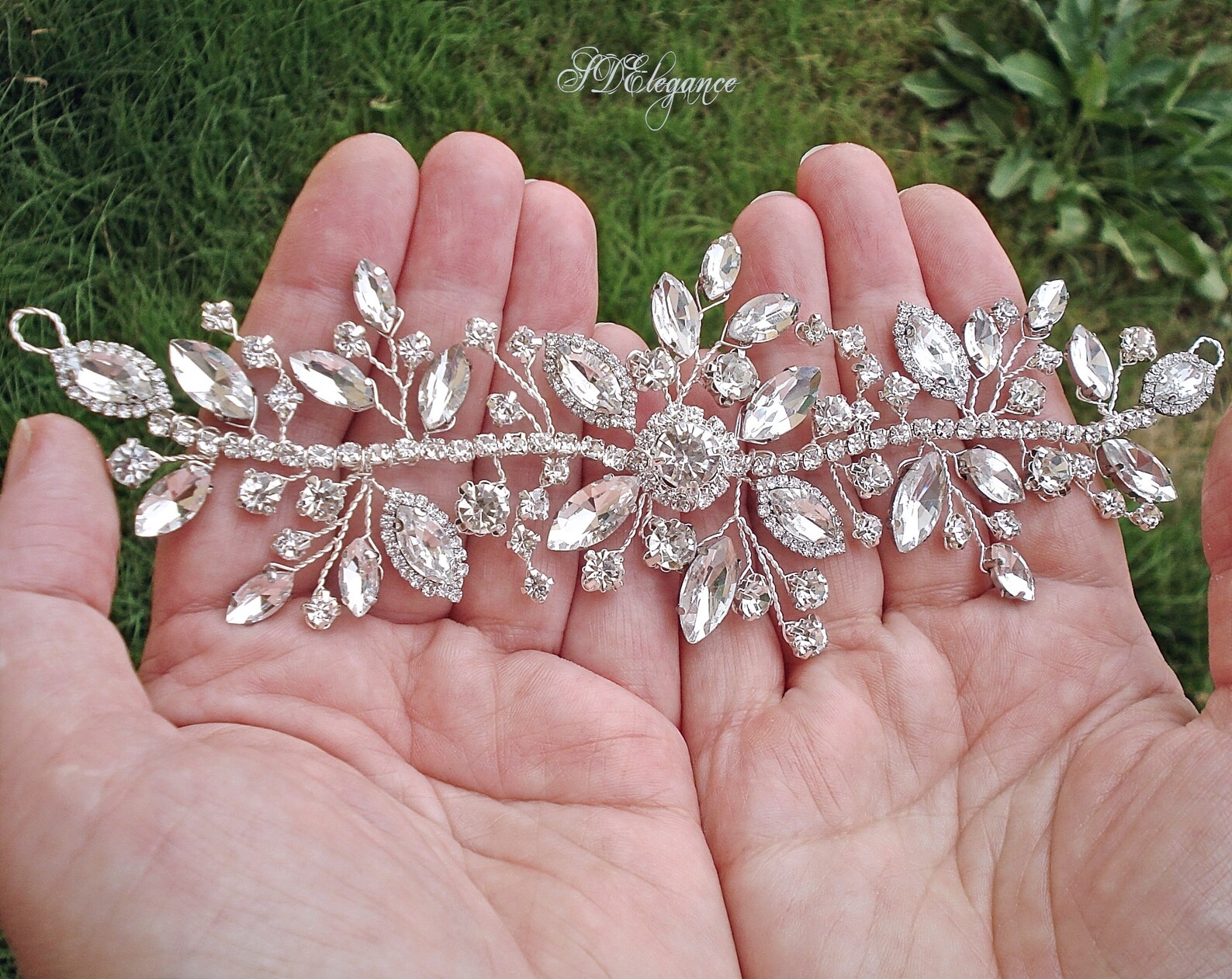 Big Rhinestone Headpiece Crystal Hair Vine Swarovski Hair Etsy