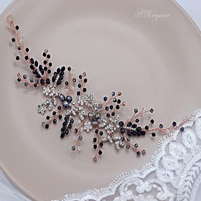 black wedding headpiece