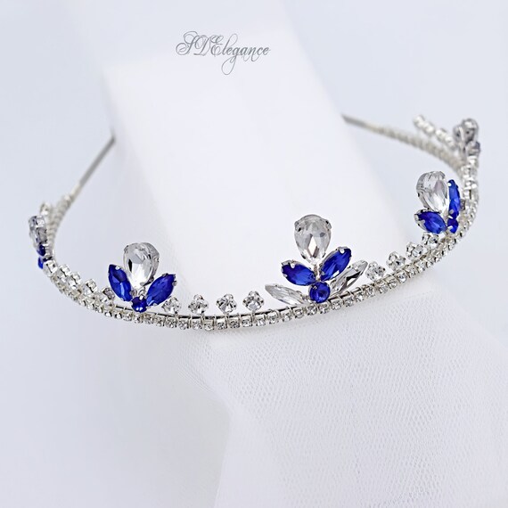 Blue Wedding Headband, Sapphire Tiara Crown, Dark Blue Tiara  display picture 1