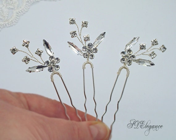Swarovski Elegant set of three Gold Hair Pins Luxury Star Crystal Bridal Hair Pins, Swarovski Star Crystal  main image 2