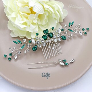 Pettine Per Capelli Con Cristalli Swarovski - Placcato Rodio 65 Mm - Accessorio Matrimonio