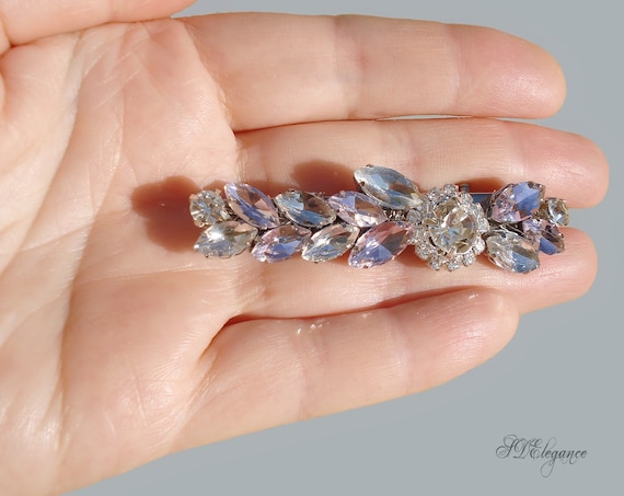 Swarovski Crystal Hair Clip, Wedding Hair Clip, Pink  display picture 3
