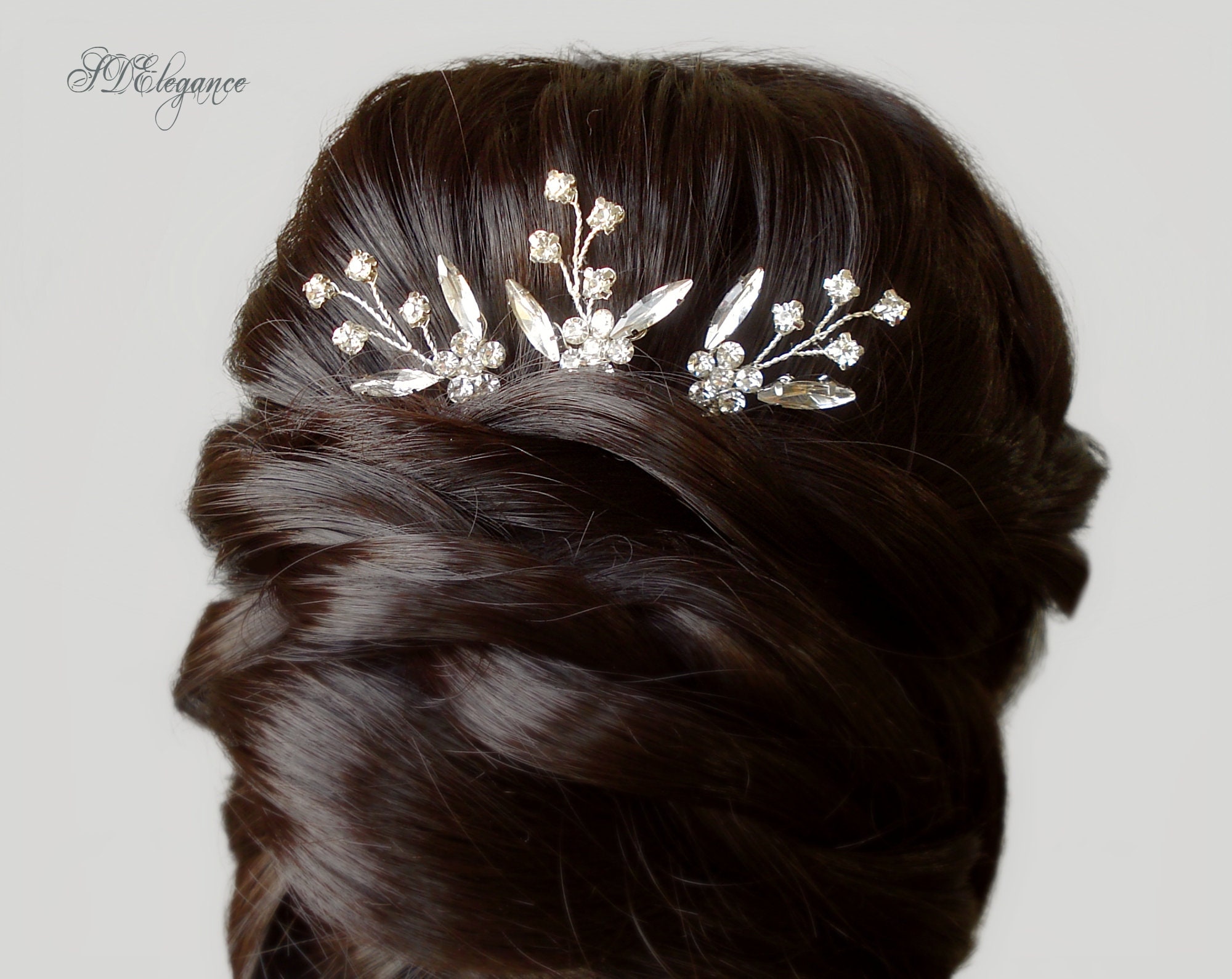 Set of 3 hair Pins Crystal Hair Pin Rhinestone Hair Pin Etsy