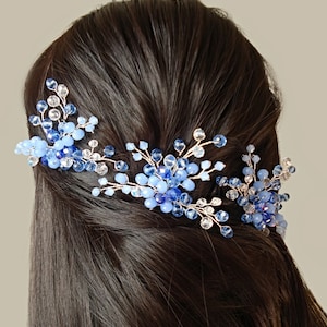Blue Bridal Hair Pins, Set of 3 Bridal Hair Pins, Dusty Blue Hair Pins, Sapphire Blue Crystal Hair Pin Set, Light Blue Hair Pins