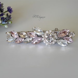 Swarovski Crystal Hair Clip, Wedding Hair Clip, Pink Rhinestone Hair Clip, Bridesmaid Hair Clip, Bridal Barrette, Rhinestone Hair Jewelry