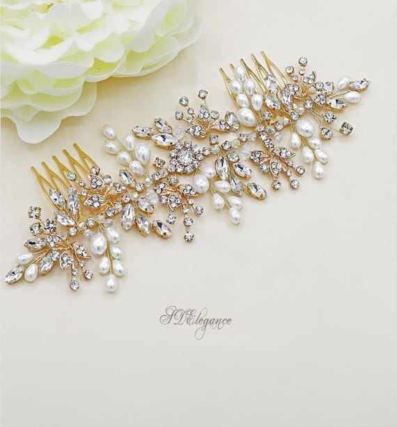Shamrock Pearl Crystal Headpiece & Wedding Earrings, Wedding  display picture 3